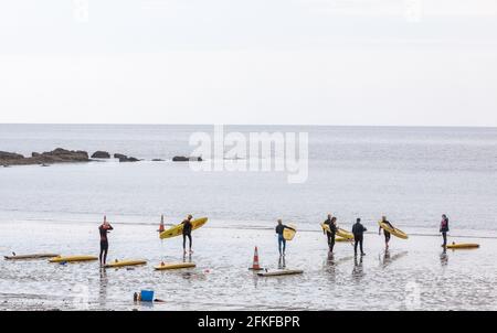 Garrylucas, Cork, Irland. Mai 2021. Mehr als sechzig Teilnehmer durchliefen die letzten Open-Water-Tests, die von Water Safety Ireland und Cork County Council am Garrylucas Beach, Co. Cork, Irland, organisiert wurden.- Credit; David Creedon / Alamy Live News Stockfoto