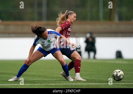 Carouge, Schweiz. Mai 2021. 1. Mai 2021, Carouge, Stade de la Fontenette, AXA Women's Super League: Servette FC Chenois Feminin - FC St.Gallen-Staad, Duell (Schweiz/Kroatien OUT) Quelle: SPP Sport Pressefoto. /Alamy Live News Stockfoto