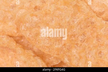 Eine Makroansicht einer Crunchy Pork Rind Stockfoto