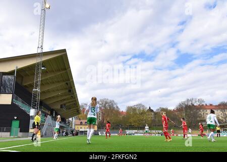 Stockholm, Schweden. Mai 2021. Situation während des Spiels in der Schwedischen Liga OBOS Damallsvenskan am 1. Mai 2021 zwischen Hammarby IF und KIF Orebro DFF bei Hammarby IP in Stockholm, Schweden Quelle: SPP Sport Pressefoto. /Alamy Live News Stockfoto