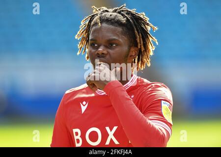 SHEFFIELD, GROSSBRITANNIEN. 1. MAI Alex Mighten von (17) Nottingham Forest während des Sky Bet Championship-Spiels zwischen Sheffield Wednesday und Nottingham Forest in Hillsborough, Sheffield am Samstag, 1. Mai 2021. (Kredit: Jon Hobley, Mi News) Kredit: MI Nachrichten & Sport /Alamy Live News Stockfoto