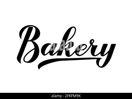 Bäckerei Kalligraphie Hand Schriftzug isoliert auf weißem Hintergrund. Einfache Vektorvorlage für Brothaus-Logo-Design, Banner, Poster, Flyer, Badge zu bearbeiten Stock Vektor