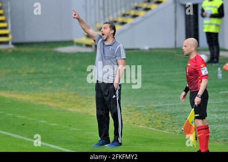 Frosinone, Italien. Mai 2021. Luca D'angelo Trainer von Pisa, während des Spiels der italienischen Serie B Meisterschaft zwischen Frosinone gegen Pisa, Endergebnis 3-1, Spiel im Benito Stirpe Stadion in Frosinone gespielt. Frosinone, Italien, 01. Mai 2021. (Foto von Vincenzo Izzo/Sipa USA) Quelle: SIPA USA/Alamy Live News Stockfoto