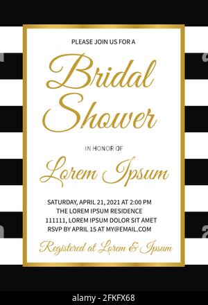 Einladungskarte für die Brautdusche. Klassische Hochzeitsfeier Einladung. Hochzeitspapier. Einfache Bearbeitung von Vektorvorlagen für Ihre Designprojekte. Stock Vektor