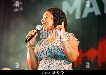 Doreen Lawrence Mutter des ermordeten Stephen Lawrence. Respect 03, Anti-Rassismus-Festival im Millennium Dome, Greenwich, London, England, Vereinigtes Königreich. Stockfoto