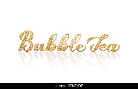 Bubble Tea Kalligraphie Schriftzug mit Schatten. Briefe aus Bubblies. Einfach zu bearbeiten Vektor-Vorlage für Logo-Design, Banner, Typografie Poster, Flye Stock Vektor
