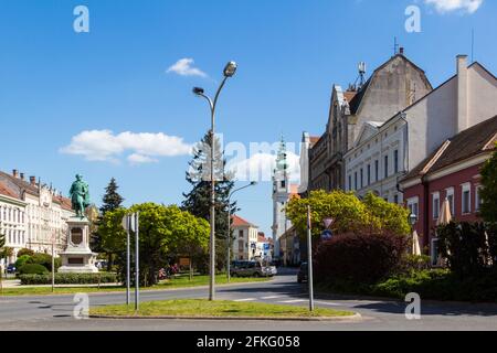 Szechenyi ter mit Statue von Szechenyi Istvan, Sopron, Ungarn Stockfoto