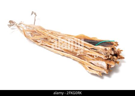 Getrockneter schwarzmauerwels (Galeus melastomus) oder bekannt als litao in der Stadt olhao, portugal. Stockfoto