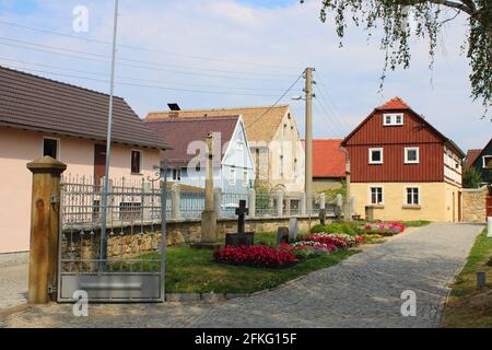 Crostwitz, ein sorbisches Dorf in Sachsen Stockfoto