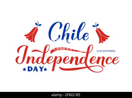 Chile Independence Day Kalligraphie Handschriftzug isoliert auf weiß. Chilenischer Feiertag am 18. September. Vektorvorlage für Typografie-Poster Stock Vektor