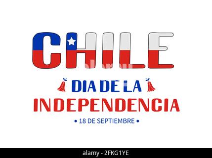 Chile Independence Day Kalligraphie Schriftzug in Spanisch. Chilenischer Feiertag am 18. September. Vektorvorlage für Typografie Poster, Banner, gr Stock Vektor