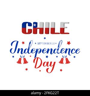 Chile Independence Day Kalligraphie Handschriftzug isoliert auf weiß. Chilenischer Feiertag am 18. September. Vektorvorlage für Typografie-Poster Stock Vektor