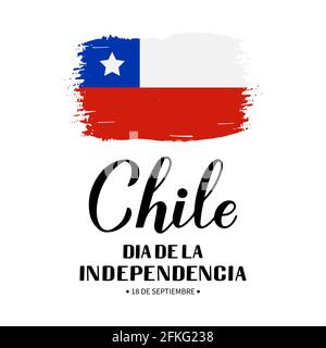 Chile Independence Day Kalligraphie Schriftzug in Spanisch. Chilenischer Feiertag am 18. September. Vektorvorlage für Typografie Poster, Banner, gr Stock Vektor