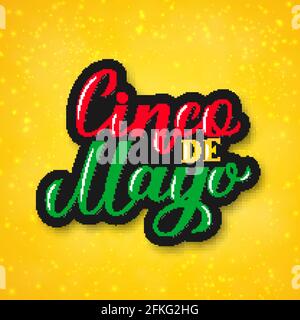 Cinco De Mayo farbenfrohe 3d-Schriftzüge. Plakat mit traditioneller mexikanischer Fiesta-Typografie. Einfach zu bearbeitende Vorlage für Party-Einladung, Banner, Poster, Begrütin Stock Vektor