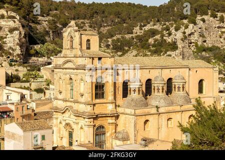 Architektonische Sehenswürdigkeiten der Kirche Santa Maria (Chiesa Santa Maria la Nova - Santuario Maria SS. Della Pieta) in Scicli, Provinz Ragusa, Sizilien - Italien Stockfoto