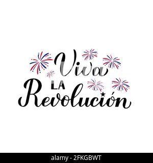 Viva la Revolucion - Happy Revolution Day auf Spanisch. Urlaub in Kuba am 1. Januar gefeiert. Kalligraphie-Handschriftzug. Vektorvorlage für Typografie Stock Vektor