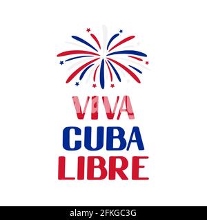 Viva Cuba Libre lang lebe freies Kuba auf Spanisch. Kalligraphie-Handschriftzug zum Tag der kubanischen Revolution Feiern Sie am 1. Januar. Vektorvorlage für Typografie Stock Vektor