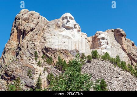 Mount Rushmore Nationaldenkmal mit amerikanischen Präsidenten, South Dakota, Vereinigte Staaten von Amerika, USA. Stockfoto