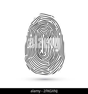 Fingerabdruck-Vektorsymbole beim Schreiben mit Schatten isoliert. Biometrische Technologie für die Identität der Person. Sicherheitszugriffsberechtigungssystem. Elektronische SIG Stock Vektor
