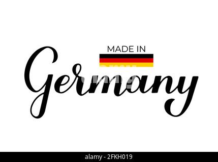 Handgeschriebenes Etikett made in Germany. Kalligraphie-Handschriftzug. Vektorsymbol für Qualitätsmarken. Perfekt für Logo-Design, Tags, Abzeichen, Aufkleber, Emblem, Prod Stock Vektor