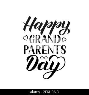 Happy Großeltern Day Kalligraphie Hand Schriftzug isoliert auf weiß. Grußkarte für Großmutter und Großvater. Einfache Bearbeitung der Vektorvorlage für b Stock Vektor