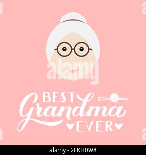Beste Oma jemals Kalligraphie Handschriftzug auf rosa Hintergrund. Großeltern Day Grußkarte für Großmutter. Einfache Bearbeitung von Vektorvorlagen für Bann Stock Vektor