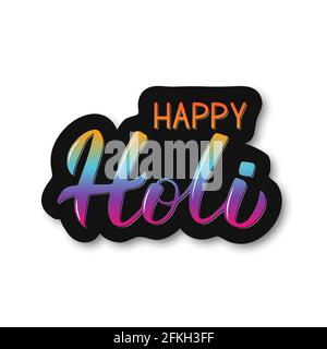 Happy Holi bunte 3d-Schriftzug . Hinduistisches traditionelles Fest der Farben oder Fest der Liebe. Vektor-Vorlage für Party-Einladungen, Banner, Gruß Stock Vektor