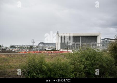 NASA's National Full-Scale Tunnel Aerodynamics Complex in Moffett Field, Mountain View, Kalifornien. April 2021. Stockfoto