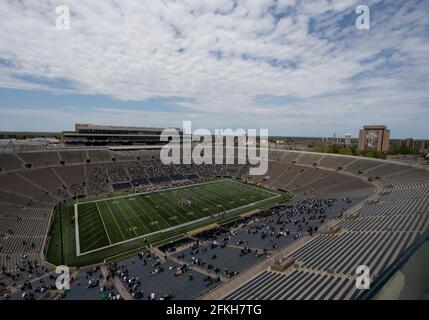 South Bend, Indiana, USA. Mai 2021. Eine allgemeine Ansicht des Stadions während des jährlichen Fußballspiels des Notre Dame Blue-Gold Spring im Notre Dame Stadium in South Bend, Indiana. John Mersits/CSM/Alamy Live News Stockfoto