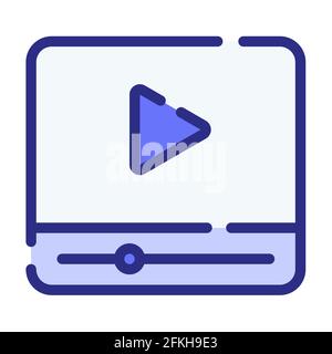 Video Multimedia Streaming Film einzelnes isoliertes Symbol mit Bindestrich oder Gestrichelte Vektordarstellung im Linienstil Stockfoto