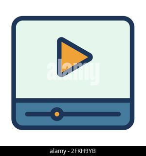 Video Multimedia Streaming Film einzelnes isoliertes Symbol mit gefüllter Zeile Vektordarstellung Stockfoto