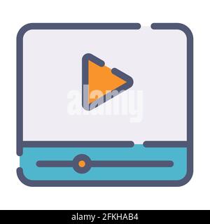 Video-Multimedia-Streaming-Film einzelnes isoliertes Symbol mit flachem Strich Oder gestrichelte Vektorgrafik Stockfoto