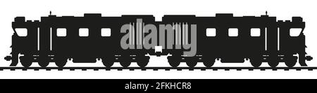 Doppelkopf-Diesellokomotive. Flache Darstellung isoliert auf weißem Hintergrund. Stockfoto