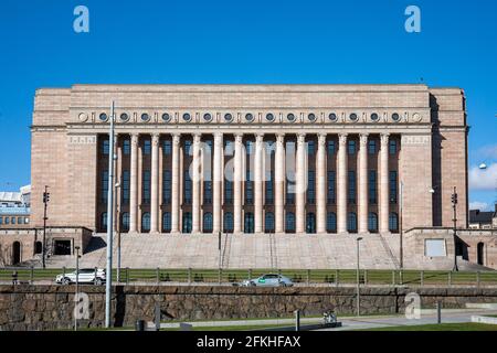 Eduskuntatalo, das Parlamentsgebäude, in Helsinki, Finnland Stockfoto