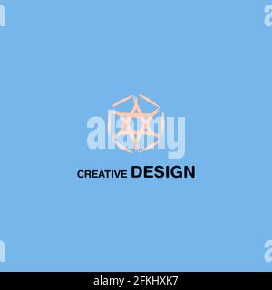 Creative Star of David Logo Design isoliert auf blauem EPS10 Stock Vektor