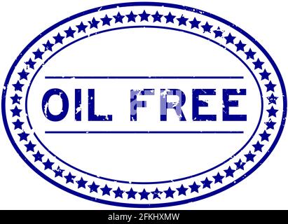 Grunge blau ölfrei Wort oval Gummi Dichtung Stempel auf Weißer Hintergrund Stock Vektor
