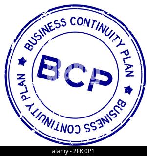 Grunge blue BCP (Abkürzung für Business Continuity Plan) Wort Runde Gummidichtung Stempel auf weißem Hintergrund Stock Vektor