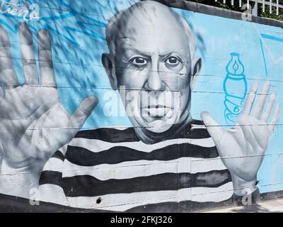 Graffiti von Picasso in Malaga, Andalusien, Spanien. Stockfoto