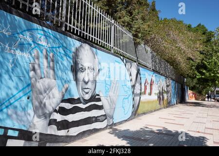 Graffiti von Picasso in Malaga, Andalusien, Spanien. Stockfoto