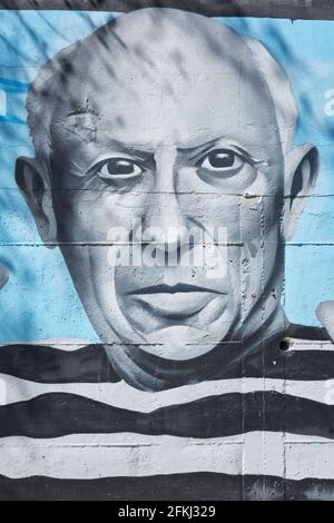 Graffiti von Picasso in Malaga, Andalusien, Spanien. Stockfoto