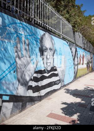 Graffiti von Picasso in Malaga, Andalusien, Spanien. Stockfoto