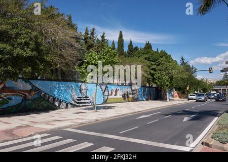 Street Art Graffiti in Malaga, Andalusien, Spanien. Stockfoto