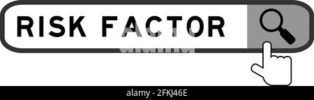 Suchbanner in Wort Risikofaktor mit Handlupe Symbol auf weißem Hintergrund Stock Vektor