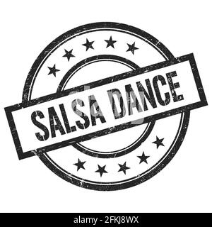 SALSA-TANZ-Text auf schwarzem runden Vintage-Stempel geschrieben. Stockfoto