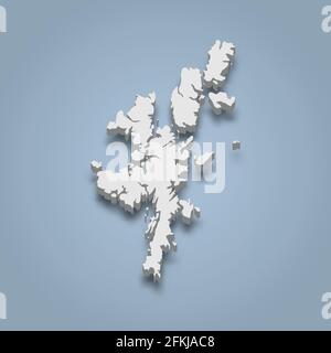 die isometrische 3D-Karte der Shetland-Inseln ist ein Schären in Schottland, isolierte Vektordarstellung Stock Vektor