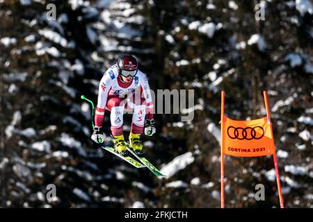 Cortina d'Ampezzo, Italien 13. Februar 2021: HEMETSBERGER Daniel (AUT) im Rahmen der FIS ALPINEN SKI-WM 2021 Männer Abfahrt Stockfoto