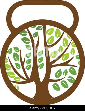 Ländlicher Baume mit Hantel-Logo-Design Stock Vektor