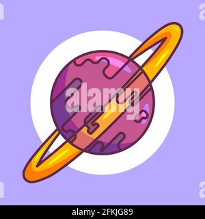 saturn Cartoon Illustration, Premium Vektor-Symbol Stock Vektor