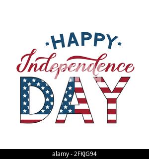 Happy Independence Day moderne Kalligraphie Hand Schriftzug. 4. Juli Feier Poster Vektor Illustration. Leicht zu bearbeitende Vorlage für Logo-Design, g Stock Vektor