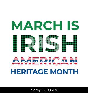 Irisch-amerikanisches „Heritage Month“-Banner. Jährliche Veranstaltung in den Vereinigten Staaten im März gefeiert. Vektor-Vorlage für Typografie Poster Flyer, Aufkleber, etc. Stock Vektor